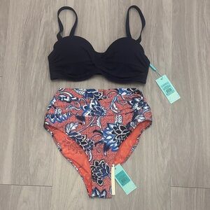 Floral Print High-Waisted Bikini Set